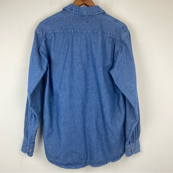 Wrangler size Medium Men’s Blue Denim Button Up Long Sleeve Shirt - Picture 7 of 7